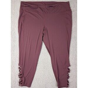 Lane Bryant Livi Active Leggings Soft Maroon Size Plus 30/32 Cutout Accent